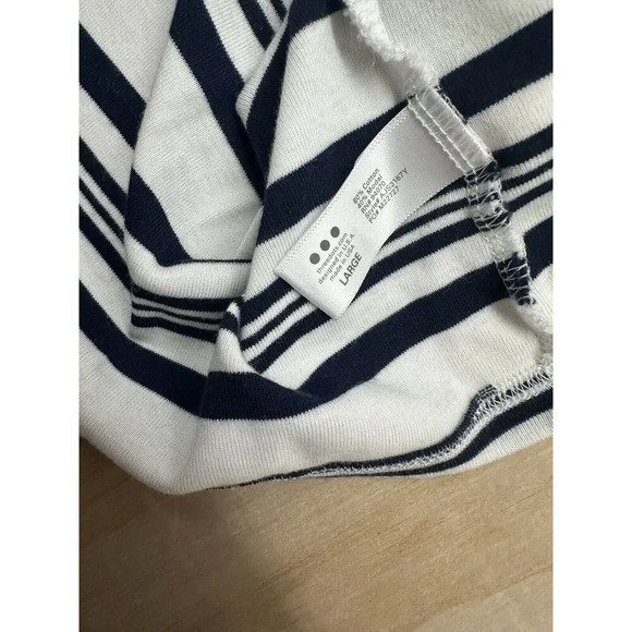 Three Dots Womens Crew Neck Striped T Shirt Black White Size Large Modal Cotton - Picture 3 of 6